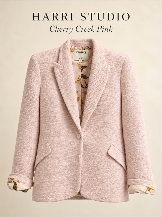 L'AGENCE Jackets & Blazers - L'AGENCE Cherry Creek Pink Bouclé Single-Button Blazer